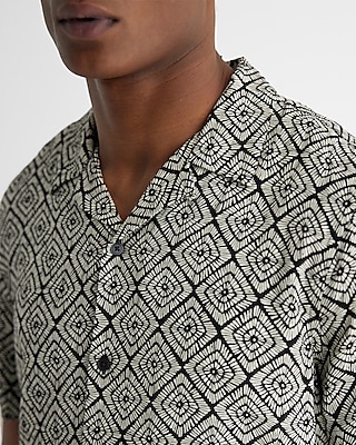 Geo Print Rayon Short Sleeve Shirt