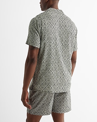 Geo Print Rayon Short Sleeve Shirt