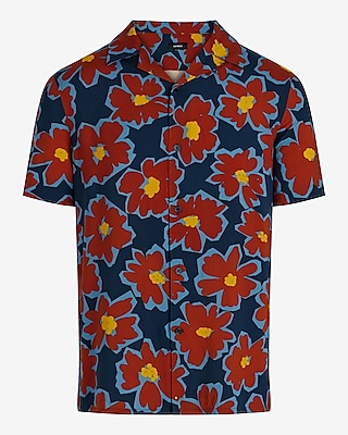 Graphic Floral Rayon Short Sleeve Shirt