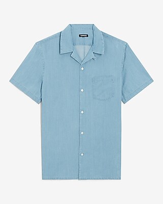 EX - SS BROOKLYN CTN TENCEL DENIM MED LT WASH SHIRT SST 8409:DENIM:XXL TALL