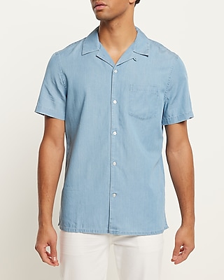 EX - SS BROOKLYN CTN TENCEL DENIM MED LT WASH SHIRT SST 8409:DENIM:XXL TALL