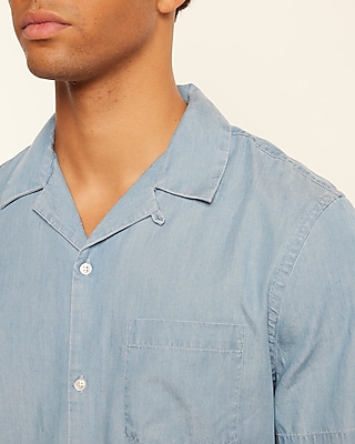 EX - SS BROOKLYN CTN TENCEL DENIM MED LT WASH SHIRT SST 8409:DENIM:XXL TALL