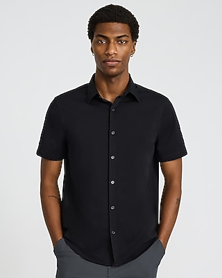 Solid Wrinkle-resistant Everyday Performance Short Sleeve Dress Shirt |  Express