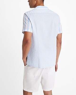 Multi Stripe Stretch Cotton Short Sleeve Shirt