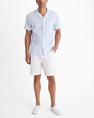 Multi Stripe Stretch Cotton Short Sleeve Shirt
