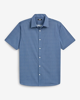 Solid Blue Wrinkle-Resistant Everyday Performance Short Sleeve Dress Shirt - image 5
