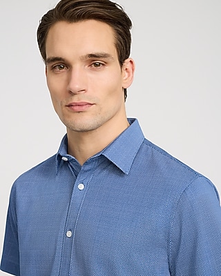 Solid Blue Wrinkle-Resistant Everyday Performance Short Sleeve Dress Shirt - image 2