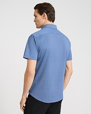 Solid Blue Wrinkle-Resistant Everyday Performance Short Sleeve Dress Shirt - image 3
