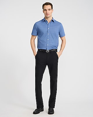 Solid Blue Wrinkle-Resistant Everyday Performance Short Sleeve Dress Shirt - image 4