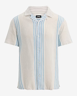 Striped Textured Short Sleeve Shirt