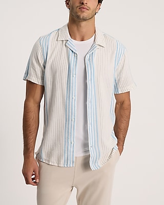 Striped Textured Short Sleeve Shirt