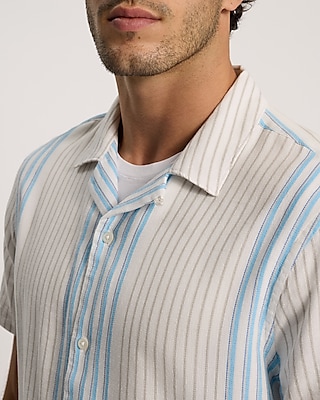 Striped Textured Short Sleeve Shirt