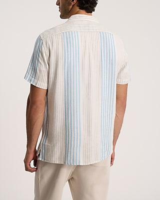 Striped Textured Short Sleeve Shirt