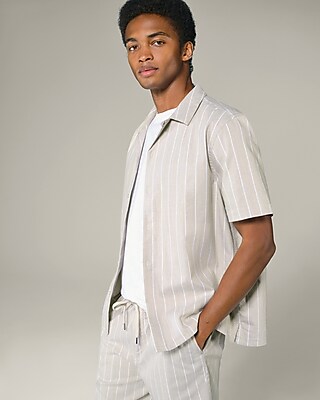 Striped Cotton Stretch Short Sleeve Shirt