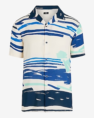 Painted Stripe Rayon Short Sleeve Shirt