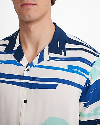 Painted Stripe Rayon Short Sleeve Shirt