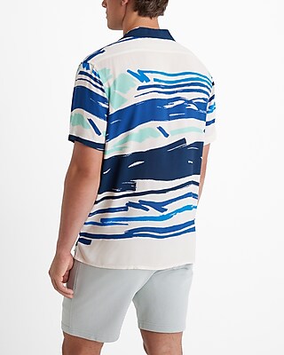 Painted Stripe Rayon Short Sleeve Shirt
