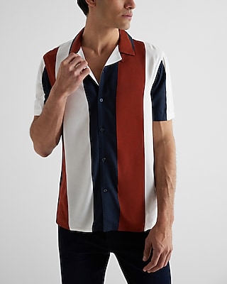 Striped Rayon Short Sleeve Shirt