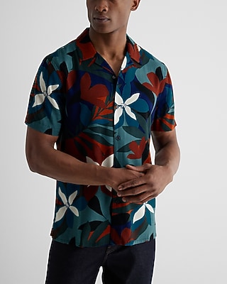 Floral Rayon Short Sleeve Shirt | Express