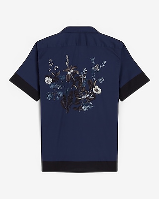 Floral Graphic Stretch Cotton Short Sleeve Shirt