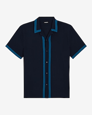 Bordered Rayon Short Sleeve Shirt