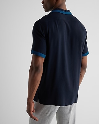 Bordered Rayon Short Sleeve Shirt