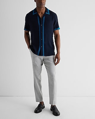 Bordered Rayon Short Sleeve Shirt