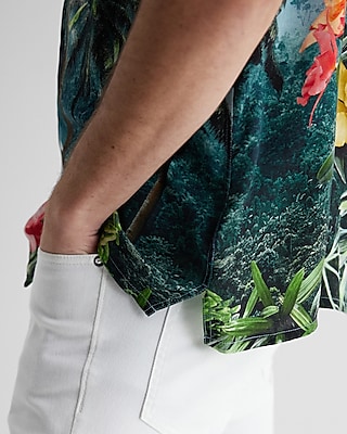 Tropical Landscape Rayon Short Sleeve Shirt