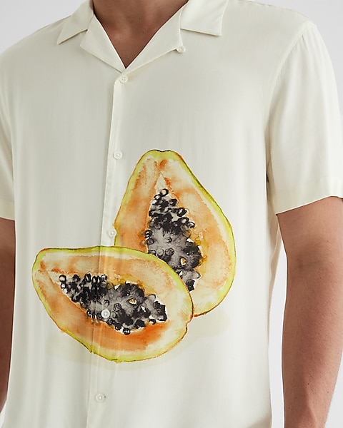 Papaya Graphic Rayon Short Sleeve Shirt