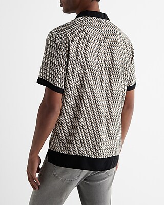 Bordered Diamond Geo Rayon Short Sleeve Shirt