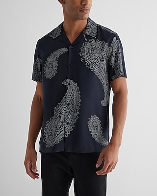 paisley rayon short sleeve shirt