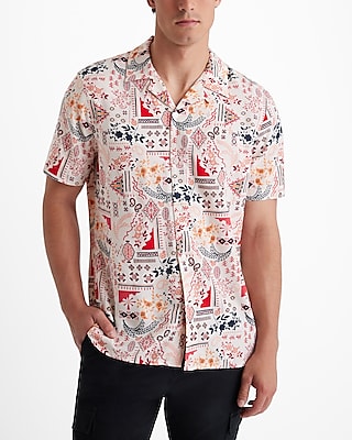 Paisley Patchwork Rayon Short Sleeve Shirt