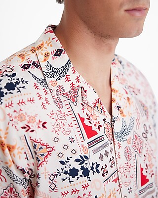Paisley Patchwork Rayon Short Sleeve Shirt