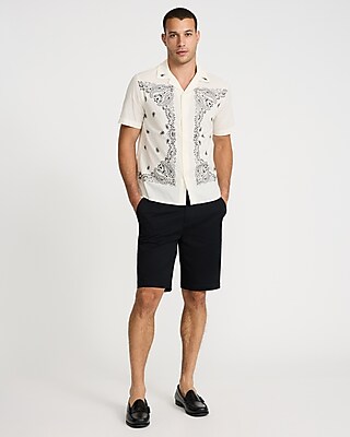 Embroidered Bandana Print Cotton Short Sleeve Shirt