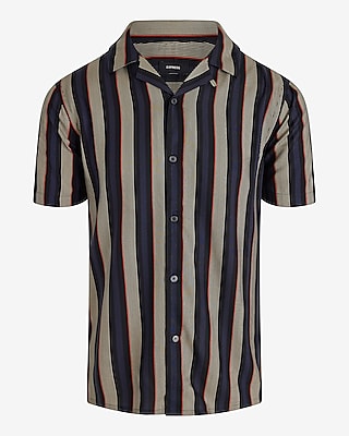 Multi Striped Rayon Short Sleeve Shirt