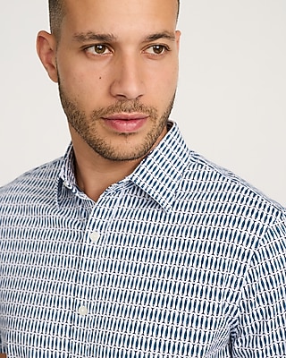 Nautical Print Stretch Modern Tech 1MX Dress Shirt
