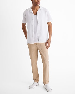 Textured Poplin Short Sleeve Shirt
