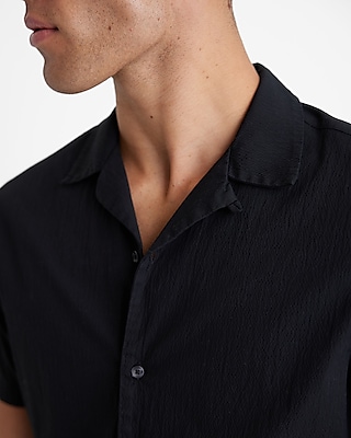 Textured Poplin Short Sleeve Shirt