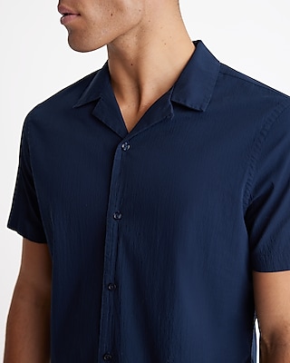 Textured Poplin Short Sleeve Shirt