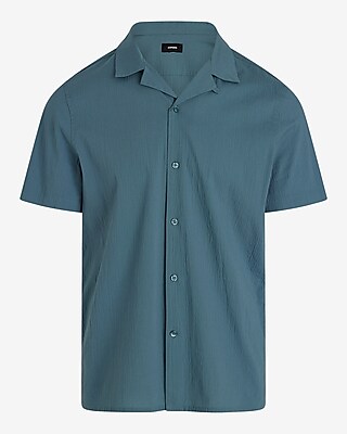 Textured Poplin Short Sleeve Shirt