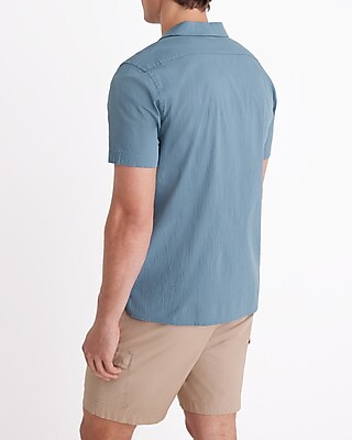 Textured Poplin Short Sleeve Shirt