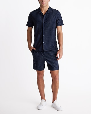 Striped Linen-Blend Short Sleeve Shirt