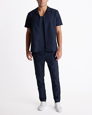 Striped Linen-Blend Short Sleeve Shirt