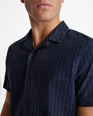 Striped Linen-Blend Short Sleeve Shirt