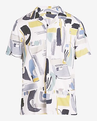 Abstract Rayon Short Sleeve Shirt