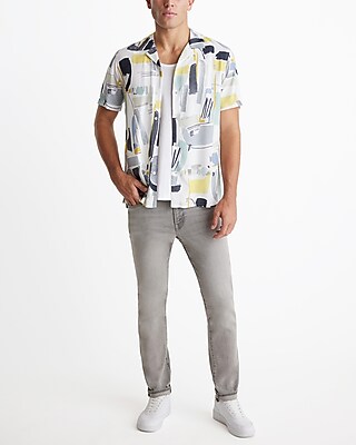 Abstract Rayon Short Sleeve Shirt