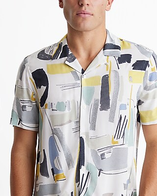 Abstract Rayon Short Sleeve Shirt