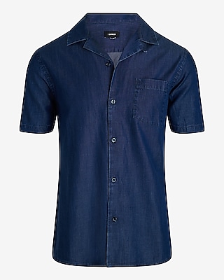 Dark Wash Short Sleeve Denim Shirt