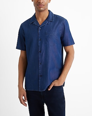 Dark Wash Short Sleeve Denim Shirt