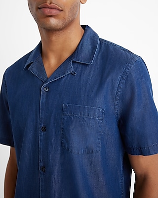 Dark Wash Short Sleeve Denim Shirt